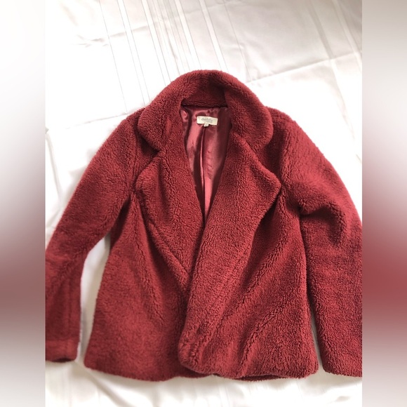 Deep Maroon Cozy Women's Teddy Jacket - Picture 5 of 11